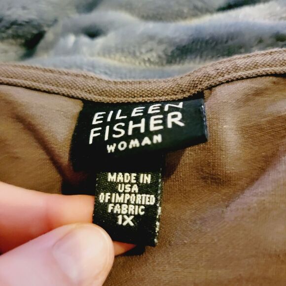 EILEEN FISHER Sleeveless Tank Top Womens Scoop Neck Shell Taupe Brown - Picture 9 of 9